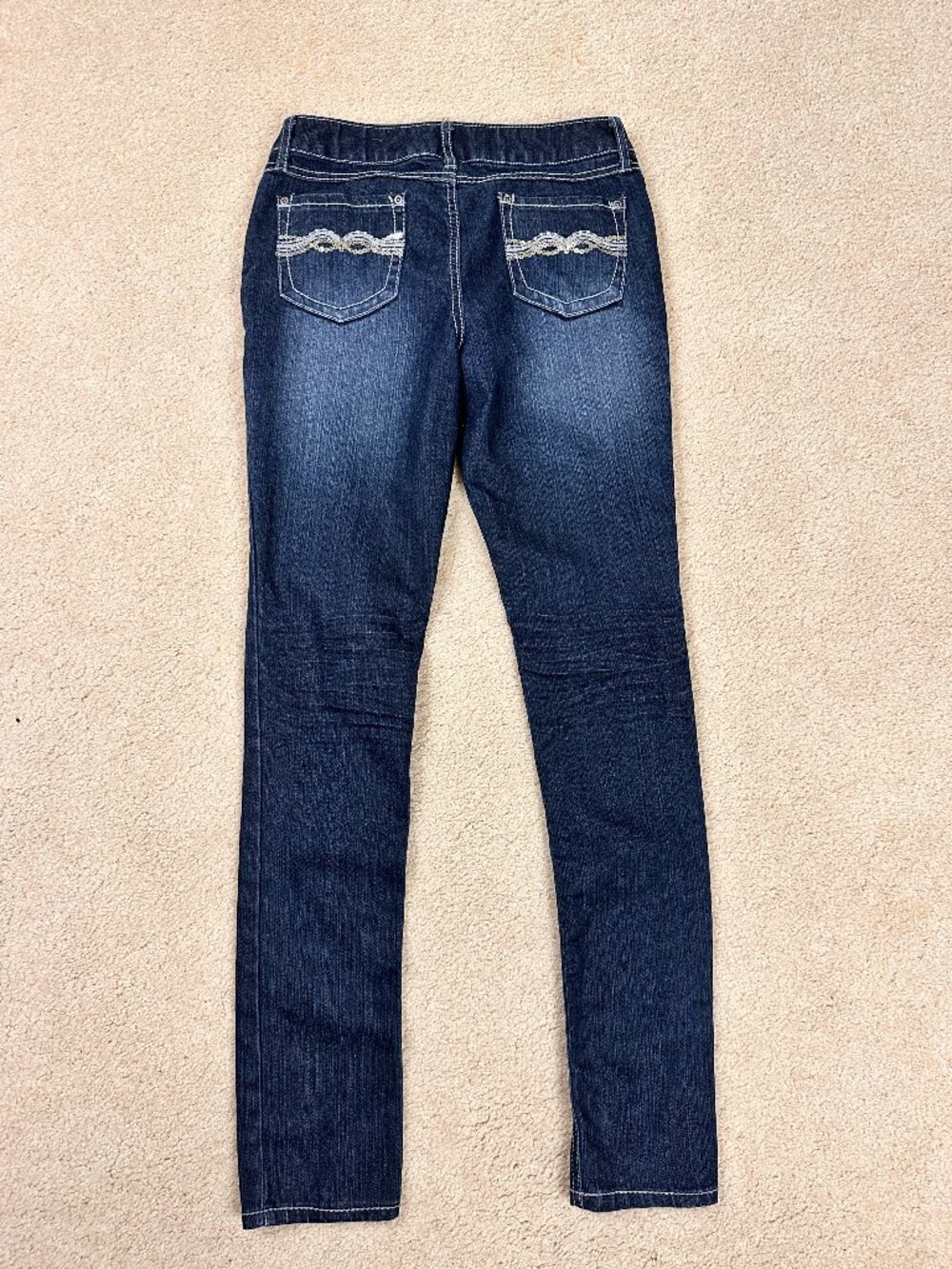 Y2K Embroidered Bling Dark Indigo Wash Slim Stretch Jeans Women's Size 7 / 27
